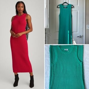 525 America Emma Green Crewneck Shaker Stitch Tank Dress